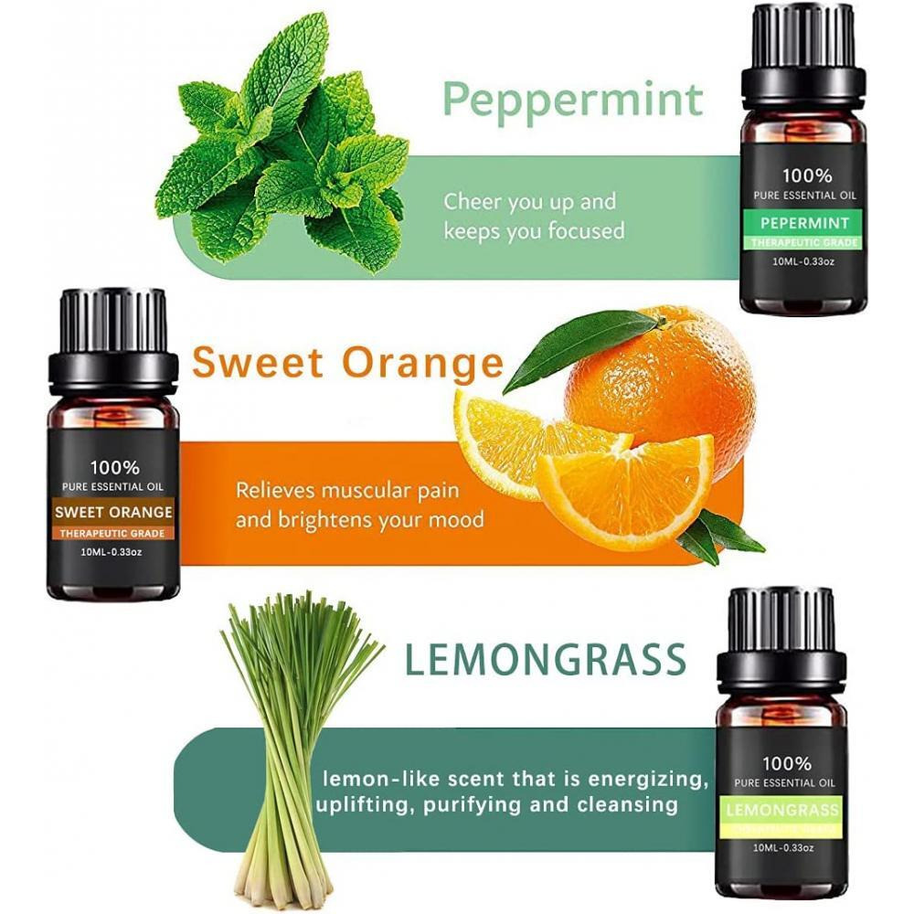 Wasserstein Oils / Essential oils, 100% pure therapeutic grade oils kit- top 6 aromatherapy oils gift set, 6x10 ml - 4