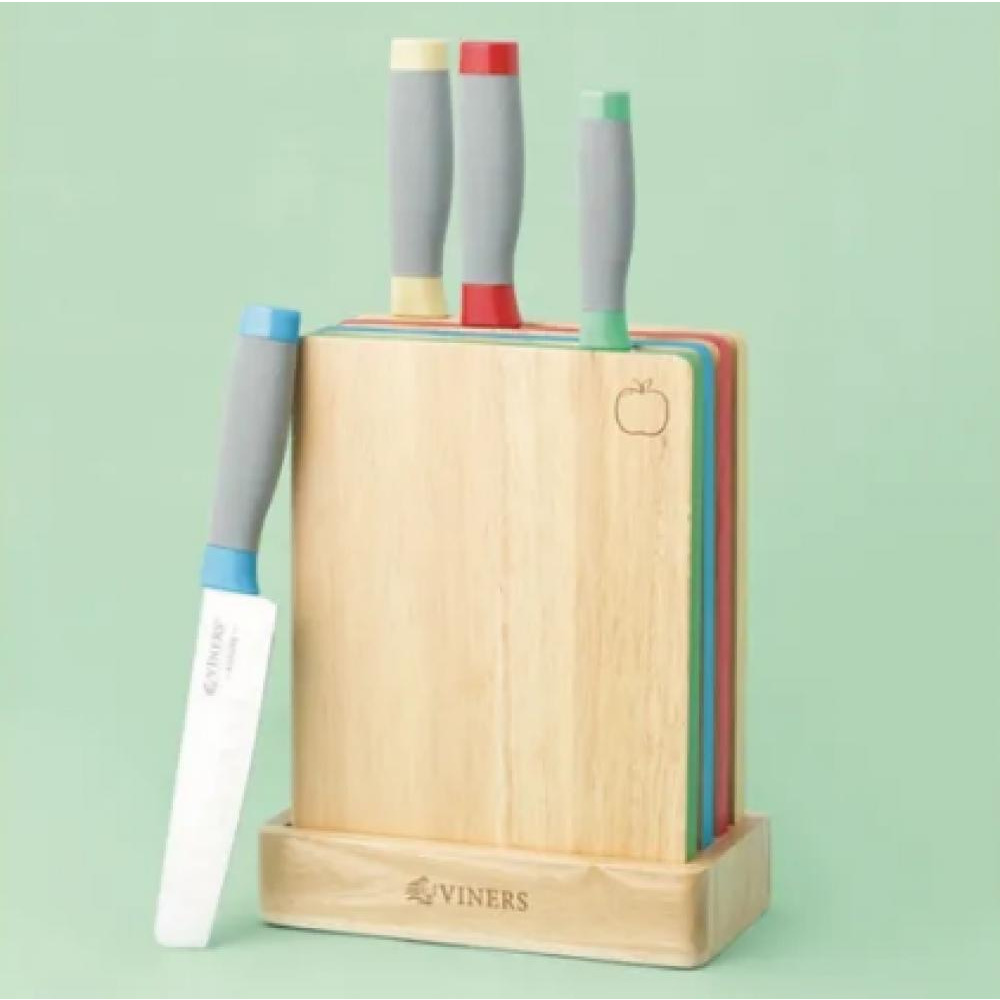 Viners Assure Color Code Knife Block And Board Set - 2