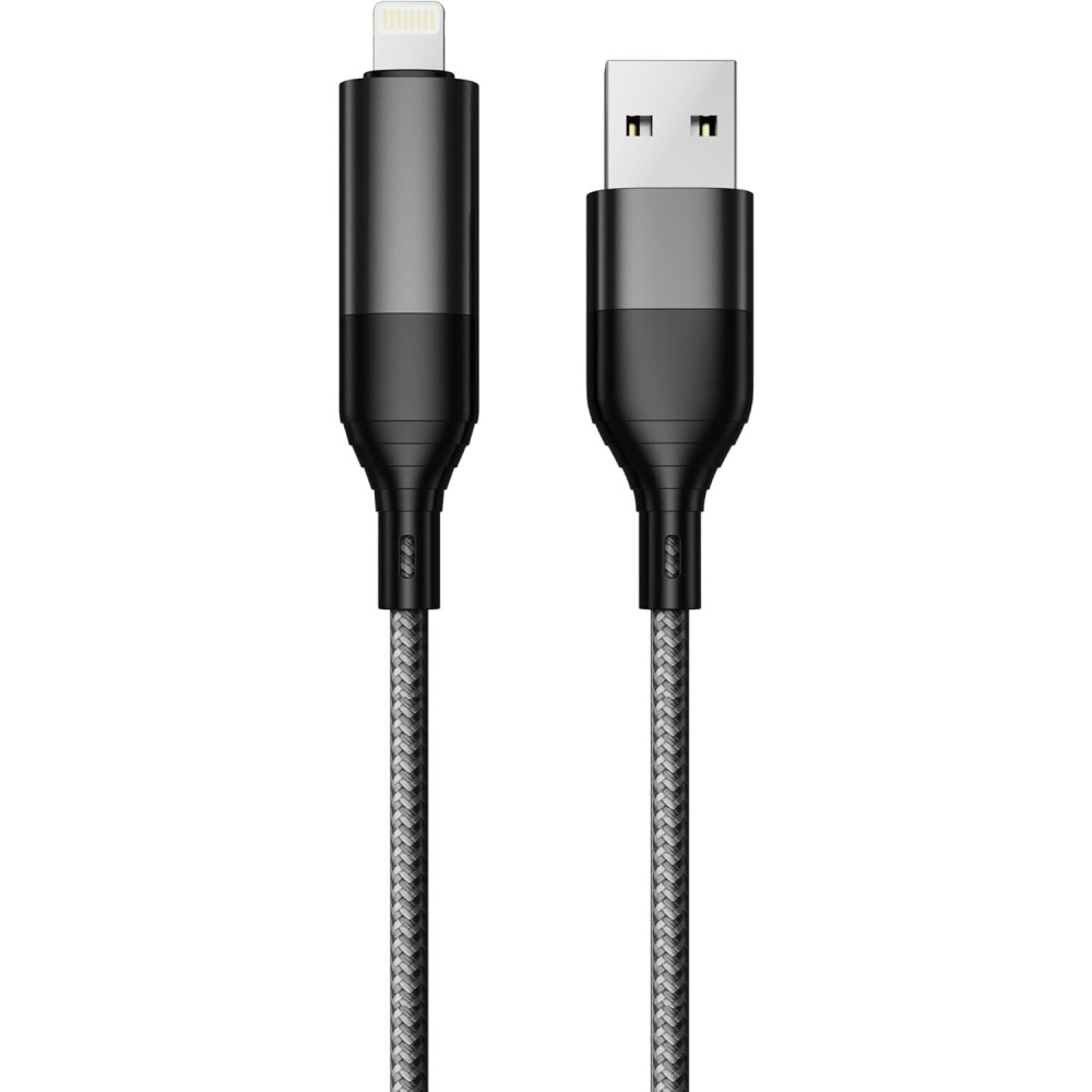 IQ TOUCH Lightning Cable Nylon Braided 1.2M 5A, Black, USB - 1
