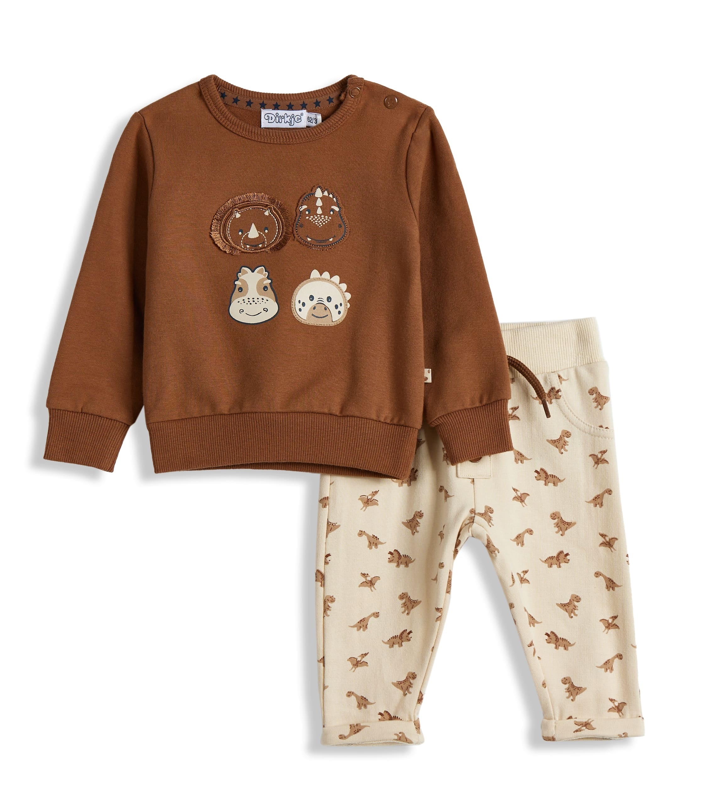 Buy Dirkje, Kids Set, Brown Jumper with Dino Print and Sand Pant