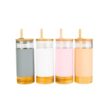 كوب للشرب مصنوع من زجاج الخيزران سعة 650 مل من ليتل ستوريج مع شفاطة عارية - 3 miniature