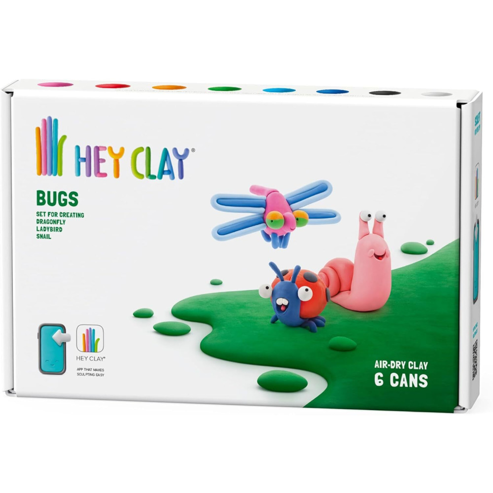 Air-Dry Clay Hey Clay - Bugs: Spider, Dragonfly, Ladybird, 6 Cans - 1