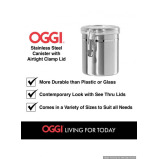Oggi Stainless Steel 47oz Clamp Canister with Clear Lid - 4 miniature