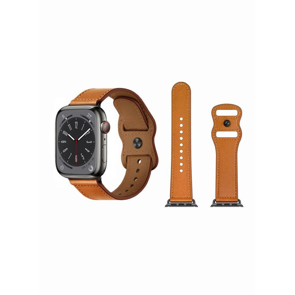 Perfii Infinity Solid Leather Replacement Band For Apple Watch 49, 45, 44, 42mm Series Ultra 8/7/6/5/4 SE - 1