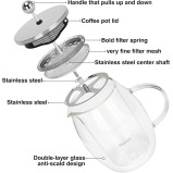 Fissman 1-Liter French Press Coffee Maker, Double Wall Borosilicate Glass BPA Free - 3 miniature