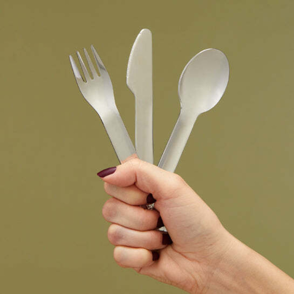 Zoku Pocket Neatly Nesting Set of 3 Utensils has a Spoon, Fork and Knife, Peach - 5