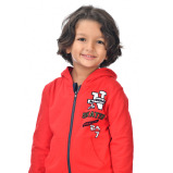 طقم مكون من قطعتين من هودي بسحاب كامل وبنطال رياضي للأولاد (3-4 سنوات) أحمر - كحلي - 2 miniature