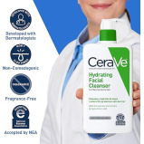 CeraVe Hydrating Facial Cleanser  Moisturizing Non-Foaming Face Wash with Hyaluronic Acid, Ceramides and Glycerin  Fragrance Free Paraben Free  19 Flu - 3 miniature