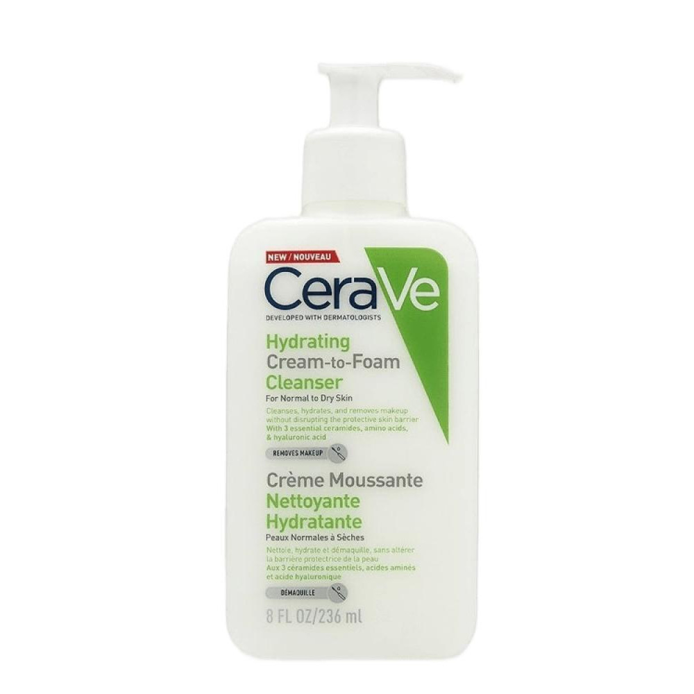 CeraVe / Hydrating cream-to-foam cleanser, For normal to dry skin, 8 fl oz (236 ml) - 1