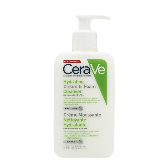 CeraVe / Hydrating cream-to-foam cleanser, For normal to dry skin, 8 fl oz (236 ml)