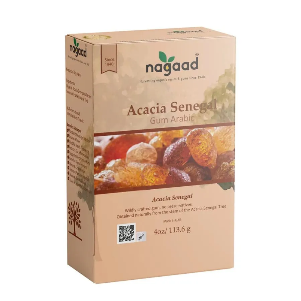 Nagaad Organic Acacia Senegal Gum Arabic, USDA Certified, 100% Pure Natural Emulsifier for Food & Smoothies, Cooking – 113g - 1