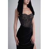 فستان فيفيت كورسيه دانتيل، أسود، مقاس XXL - 5 miniature