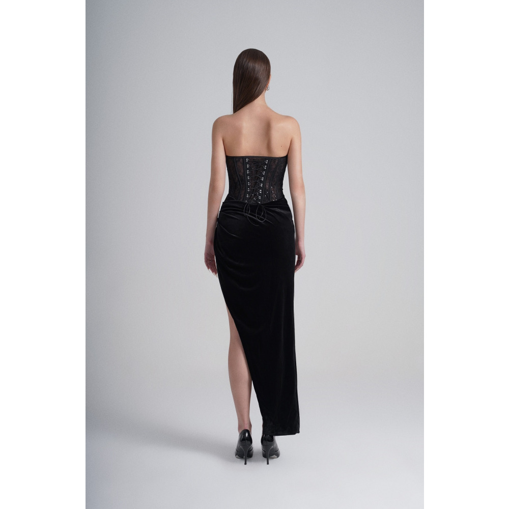 فستان فيفيت كورسيه دانتيل، أسود، مقاس XXL - 4