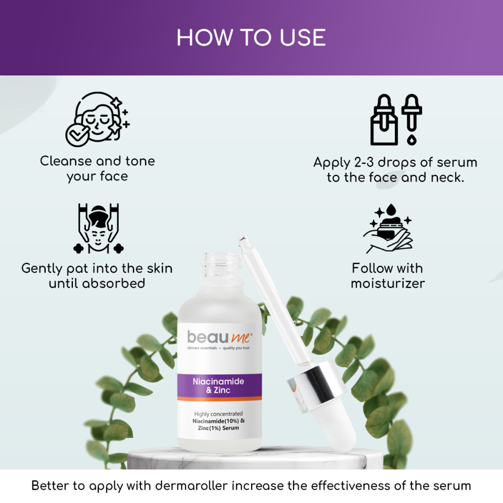 BEAUME® Highly Concentrated Niacinamide + Zinc Serum with 10% Niacinamide, 1% Zinc and Hyaluronic Acid, 30ml - 5