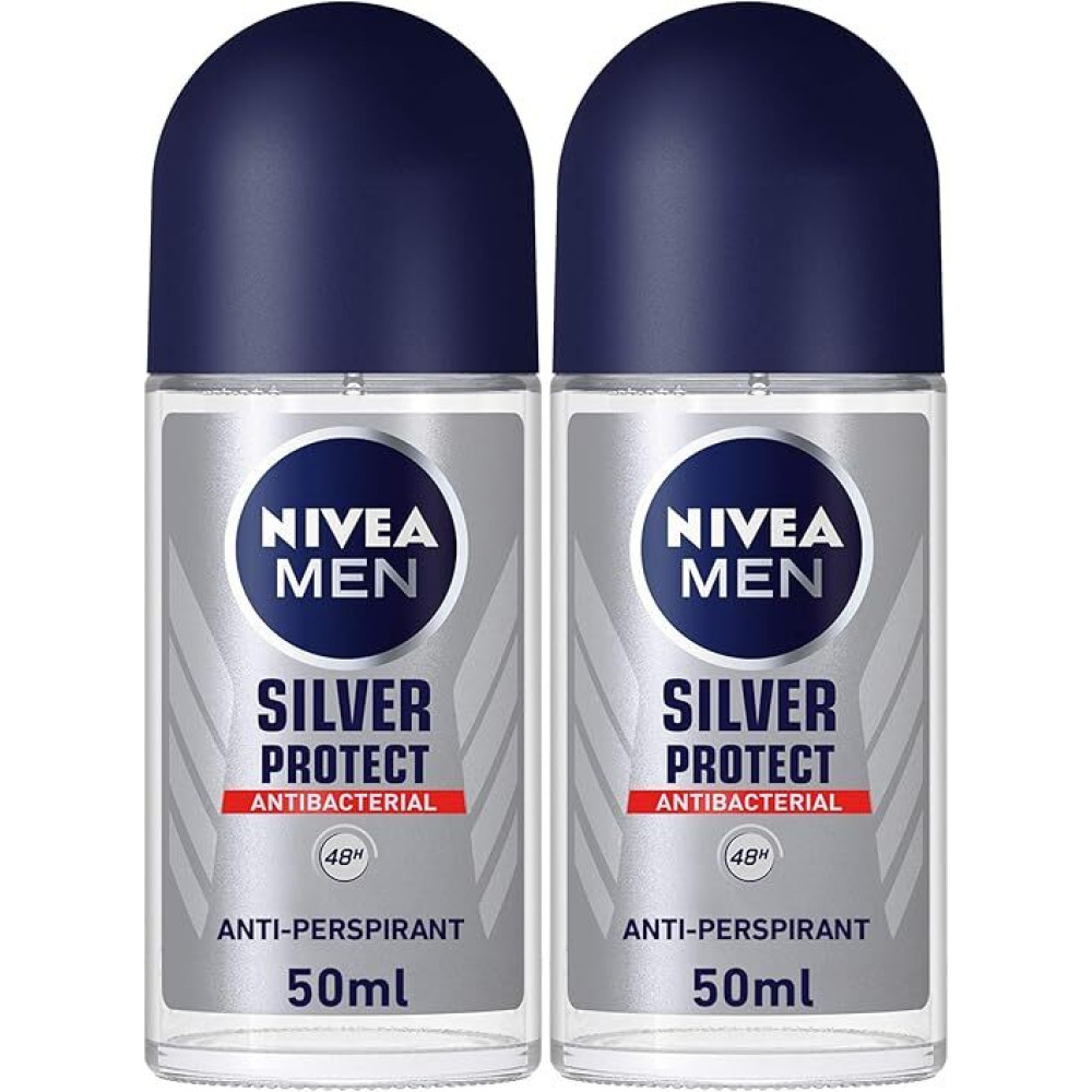 نيفيا، مزيل العرق للرجال، حماية من الفضة، مضاد للبكتيريا، 2*50 مل - 1