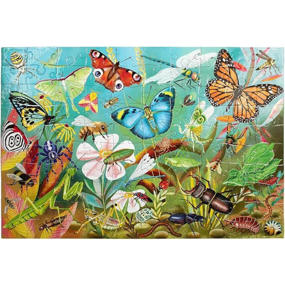 eeBoo: Love of Bugs - 100 Piece Puzzle - 24 x 16 Kids Jigsaw, Glossy Pieces, Children Ages 5+ - 3