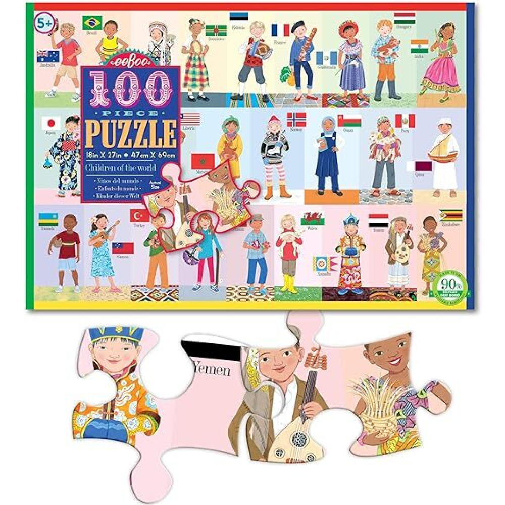 eeBoo Children of the World 100 Piece Puzzle for Education and fun to play for kids. - 3