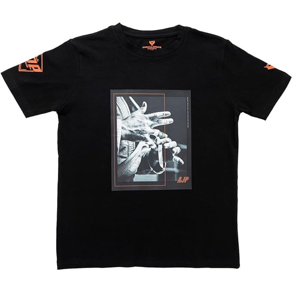 UAEJJ AJP LOGO 2 Cotton T-Shirt for Men, Black-XXL - 1