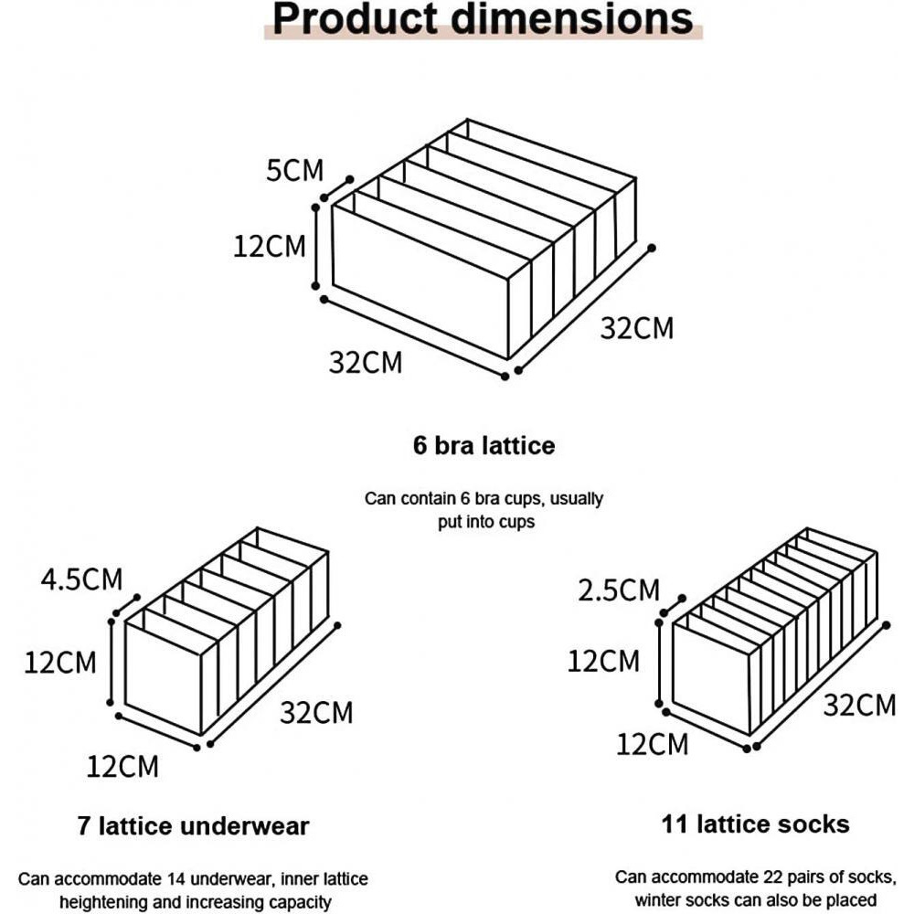 YumLock / Storage boxes organisers, Collapsible, Bra, underwear closet, White, (Thickening) 3pcs - 2