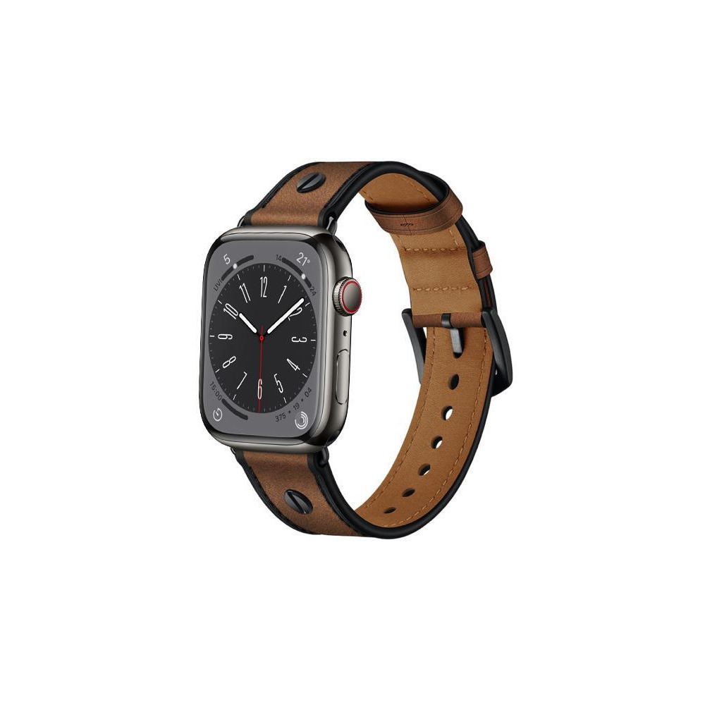 Perfii One Rivet Leather Replacement Band For Apple Watch 49/45/44/42mm Series Ultra/8/7/6/5/4/SE - 2