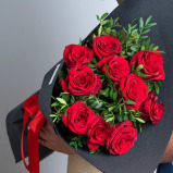 9 Premium Red Roses - 3 miniature