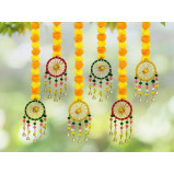 JH Gallery Handmade Artificial Marigold Fluffy Flowers Hanging for Home and Office Decoration, Pack of 6 - 3 miniature