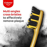 Ручная Зубная Щетка Colgate Zigzag Charcoal Со средней щетиной ДЛЯ ВЗРОСЛЫХ — 4 Шт., удаляет Микробы МЕЖДУ Зубами, мягкий Очиститель языка, антибактер - 5 miniature