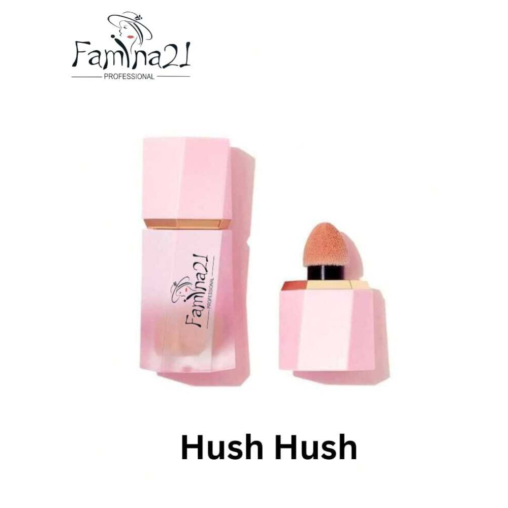 Famina21 - Color Bloom Liquid Blush Matte Finish - Long-wearing Waterproof Gel-Cream Blush with Sponge Tip Applicator (Hush Hush) - 1