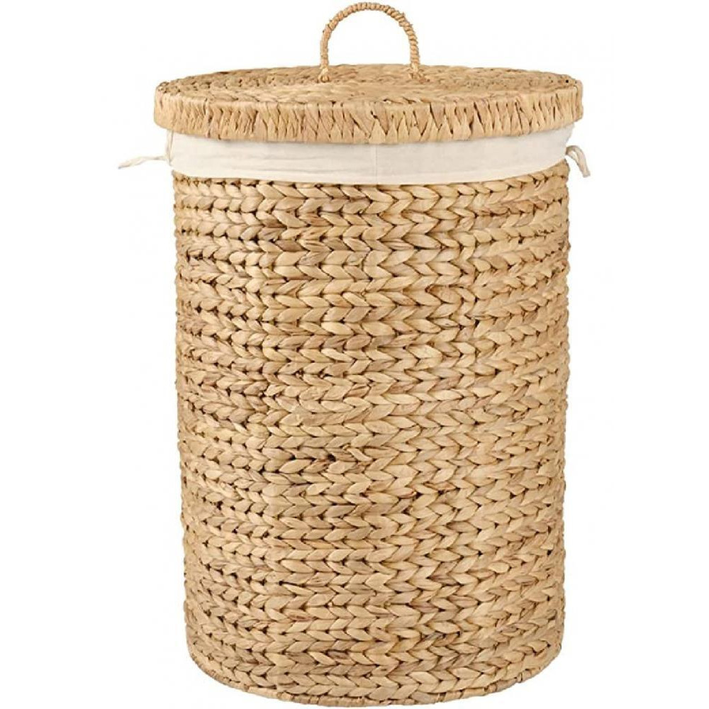 Homesmiths Round Water Hyacinth Laundry Hamper Dia-44 x 62 cm - 1