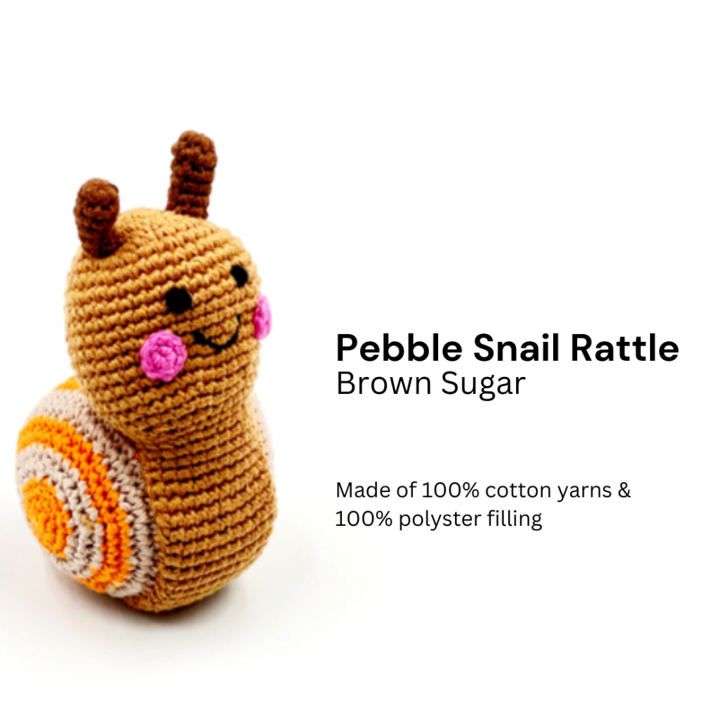 Plush Toy Pebble, Bug Rattle, Snail, Brown - 2