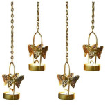 Kyzzo Butterfly Hanging Tealight Candle Holder for Home Decor, Indoor and Outdoor Decoration, Diwali Gifting Item (Pack of 4 pcs, Gold) - 6 miniature