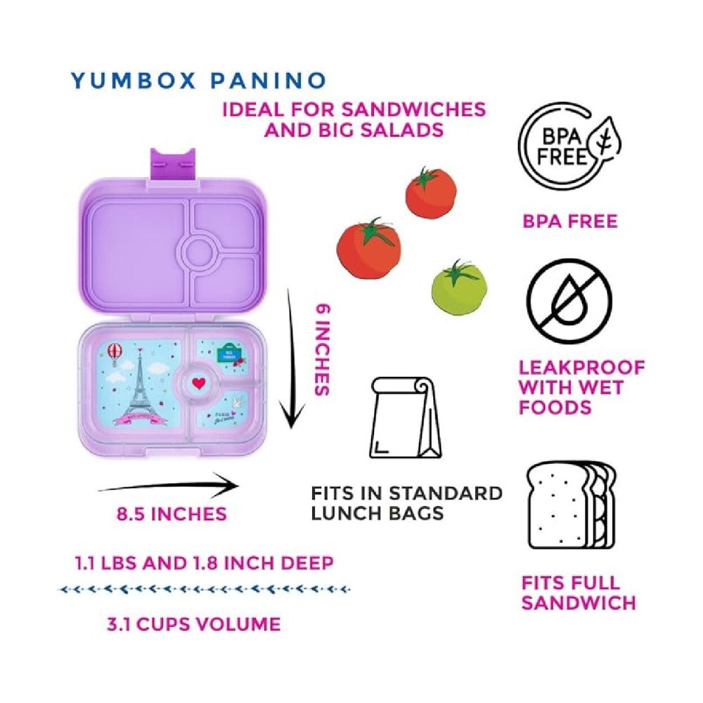 Yumbox Panino 4-Compartment Leakproof Bento Box Purple - 2