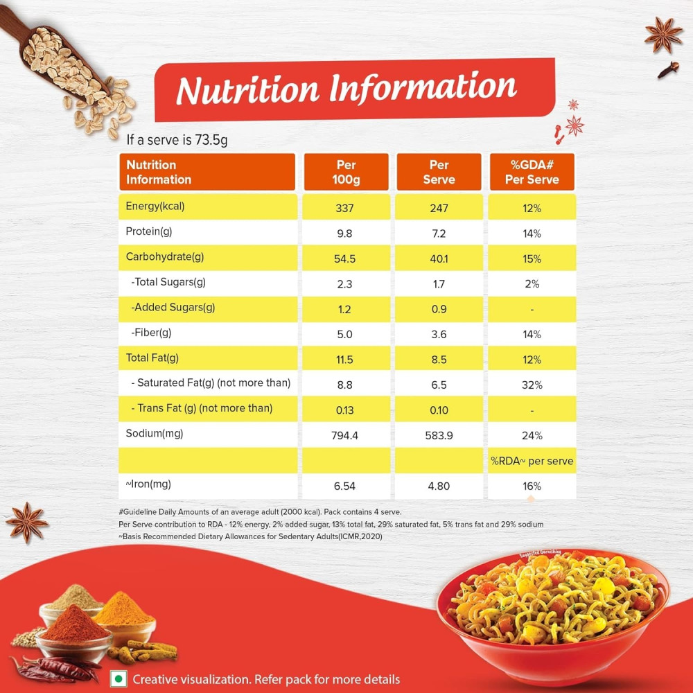 ماجي ماسالا نودلز الشوفان 4 عبوات 294 جرام - 3