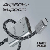 Promate MEDIASPLIT-H2 4K@60Hz HDMI® Разветвительный Кабель с Двумя ПОРТАМИ Hdmi® - 5 miniature