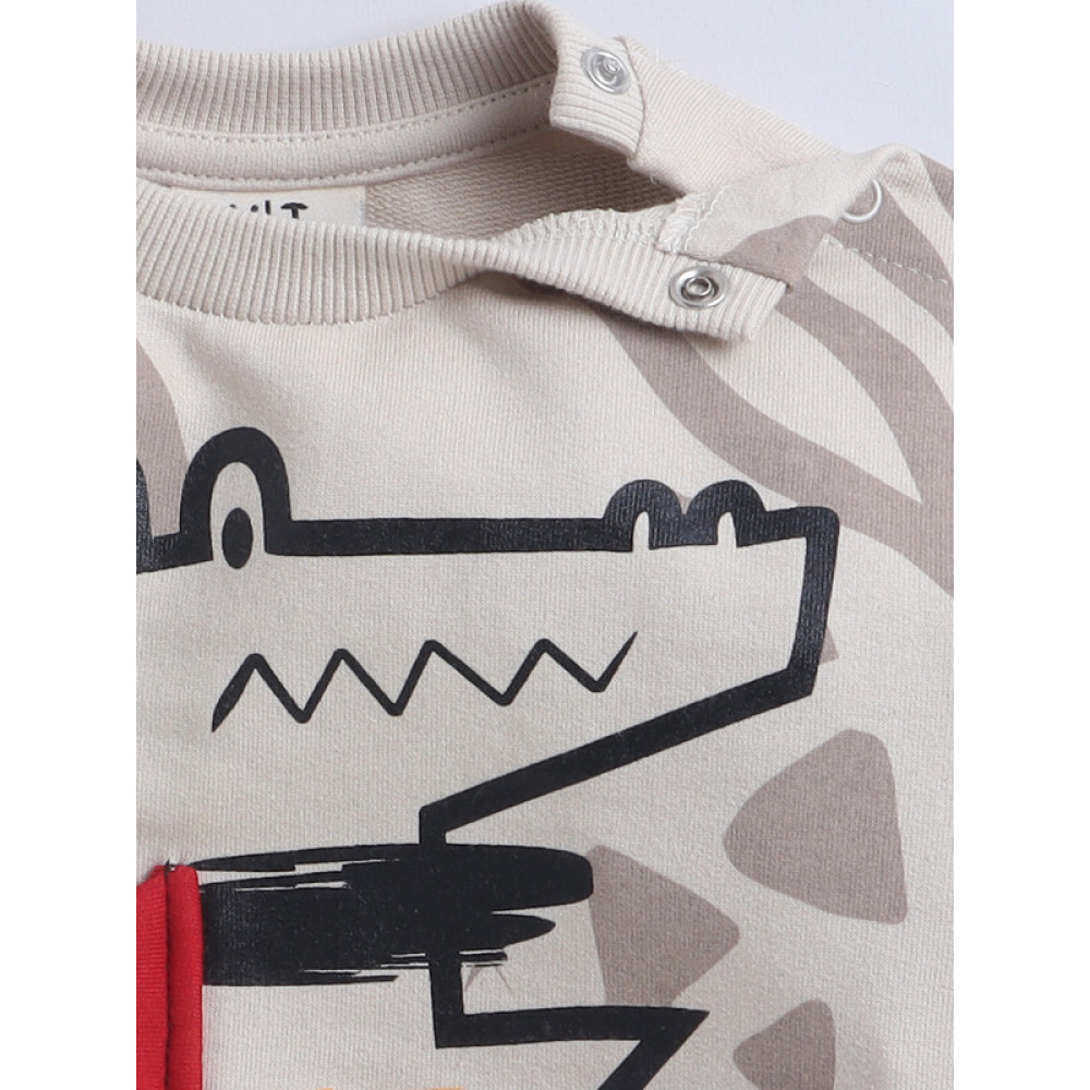 طقم مكون من قطعتين للأولاد - سويت شيرت وبنطال رياضي (12-18 شهرًا) بيج - 3