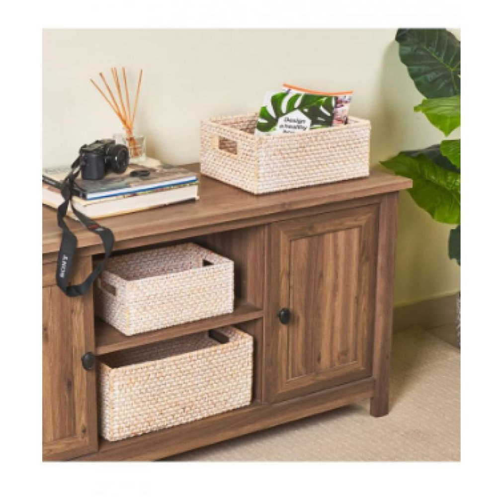 Homesmiths Whitewashed Rattan Storage Bins With Handles Medium - 3