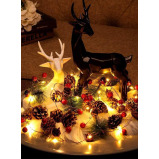 مخروط الصنوبر تحت عنوان الخريف وأضواء سلسلة التوت الأحمر، 6.56 قدم 20 إبرة صنوبر Led إكليل خفيف، مثالي لتزيين شجرة العطلات في الأماكن المغلقة أو الهوا - 4 miniature