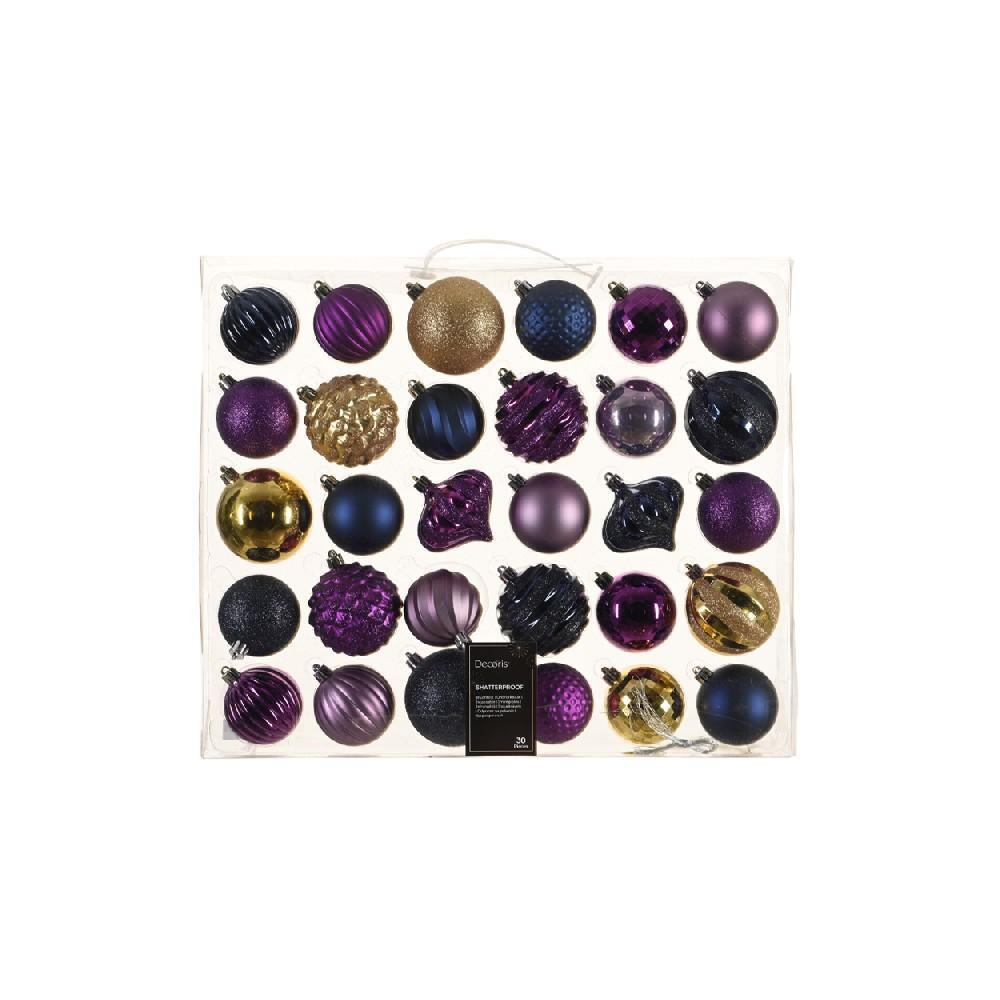 Kaemingk Decoris Mix Shatterproof Baubles SHINY, Matt Glitter Mix 21395 - 1