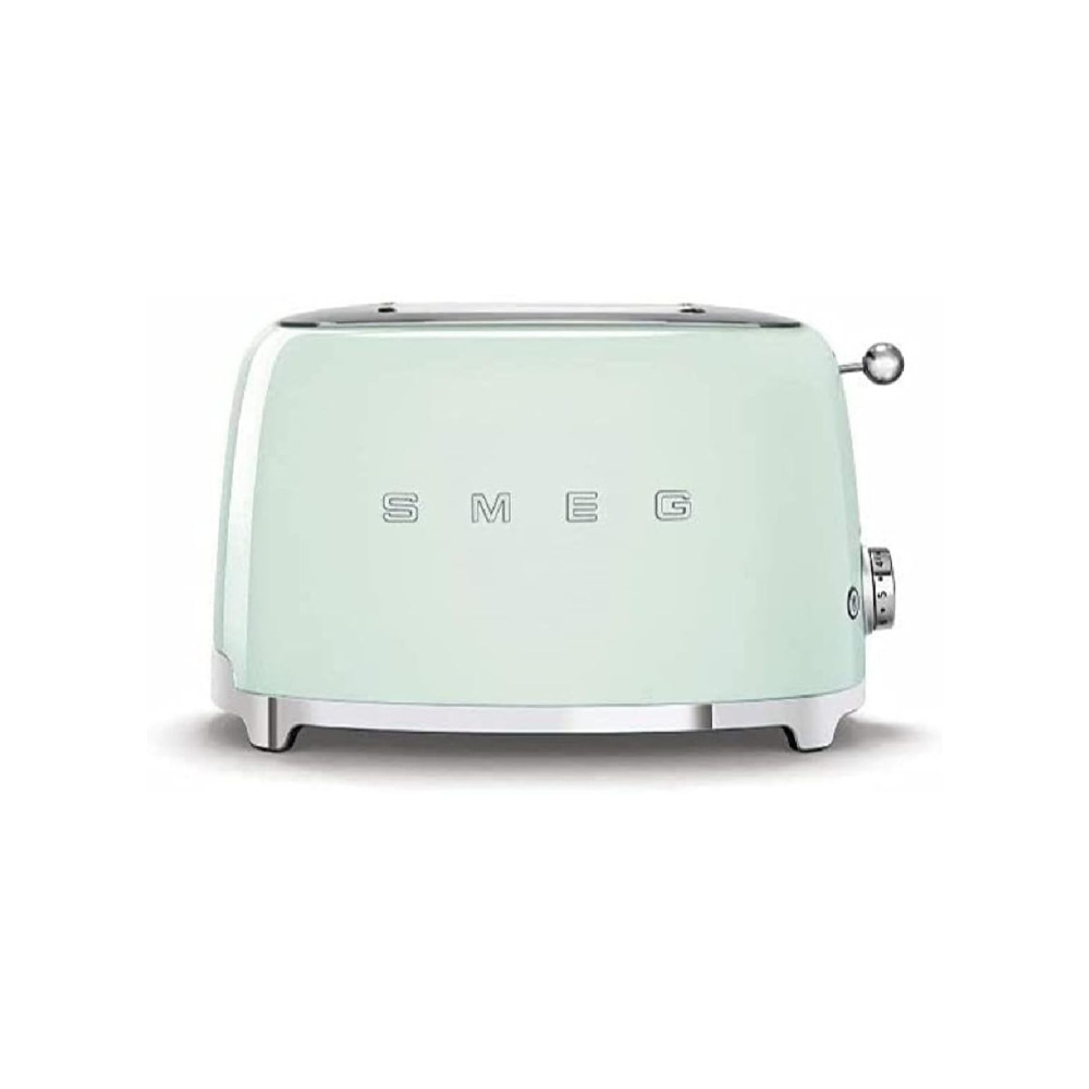 Smeg TSF01PGUK، محمصة الخبز ذات الطراز القديم في الخمسينيات، شريحتين، 6 مستويات تحمير، 2 فتحات خبز واسعة للغاية، وظائف تذويب وإعادة التسخين، صينية فتا - 1