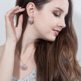 زهرة حية روز الذهب مكعب زركونيا معبد قلادة وأقراط مجموعات المجوهرات - 3 miniature