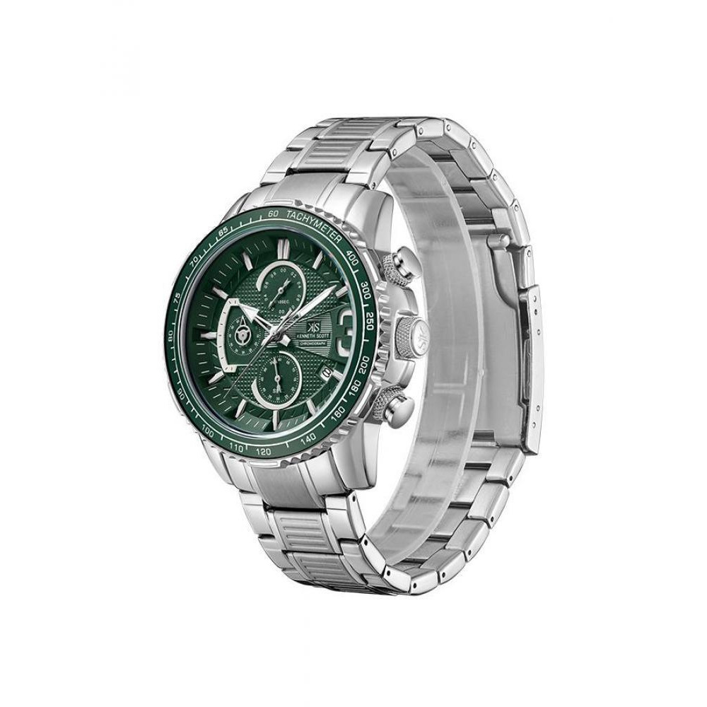 Kenneth Scott Men's Chronograph Green Dial Watch - K22139-SBSH - 2