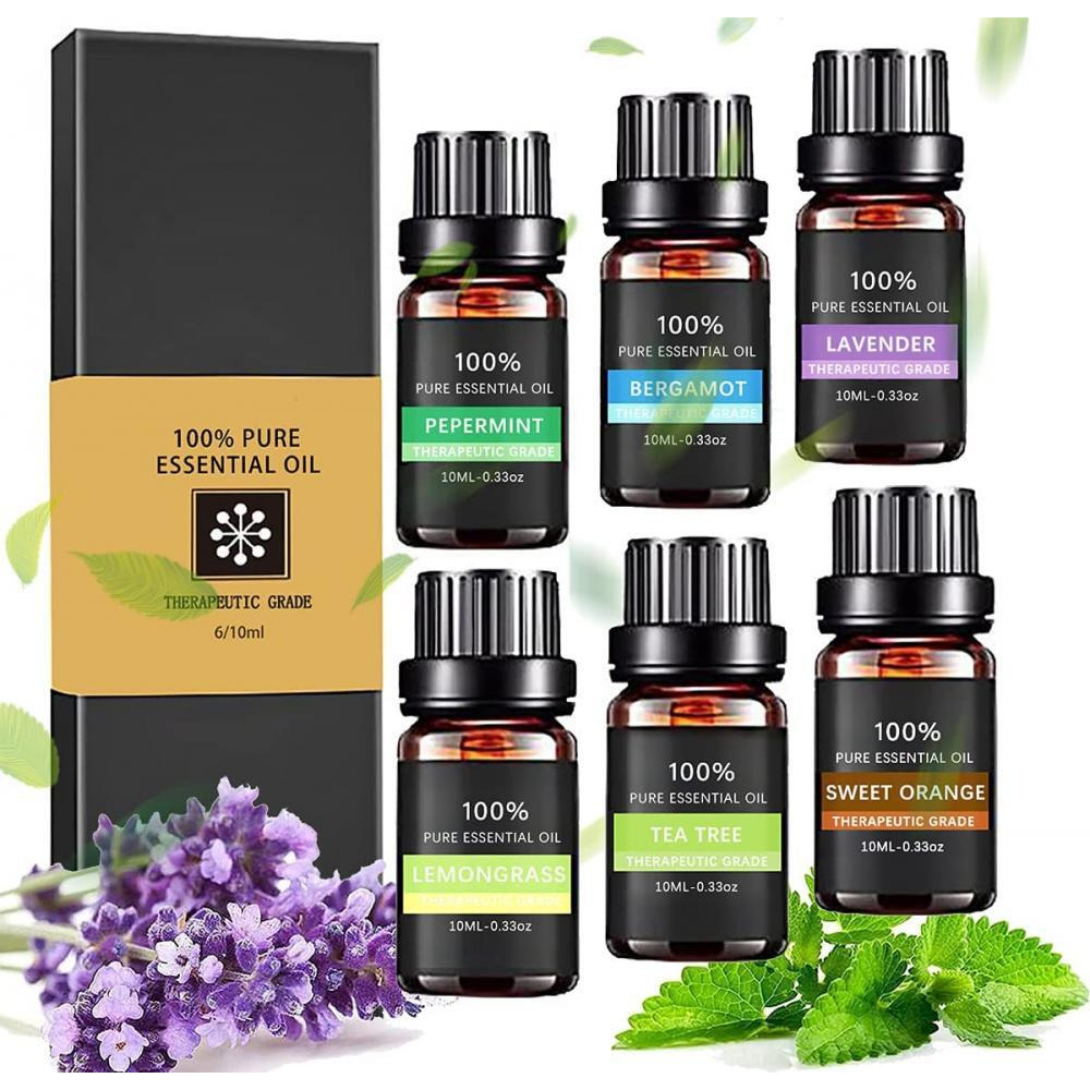 Wasserstein Oils / Essential oils, 100% pure therapeutic grade oils kit- top 6 aromatherapy oils gift set, 6x10 ml - 1