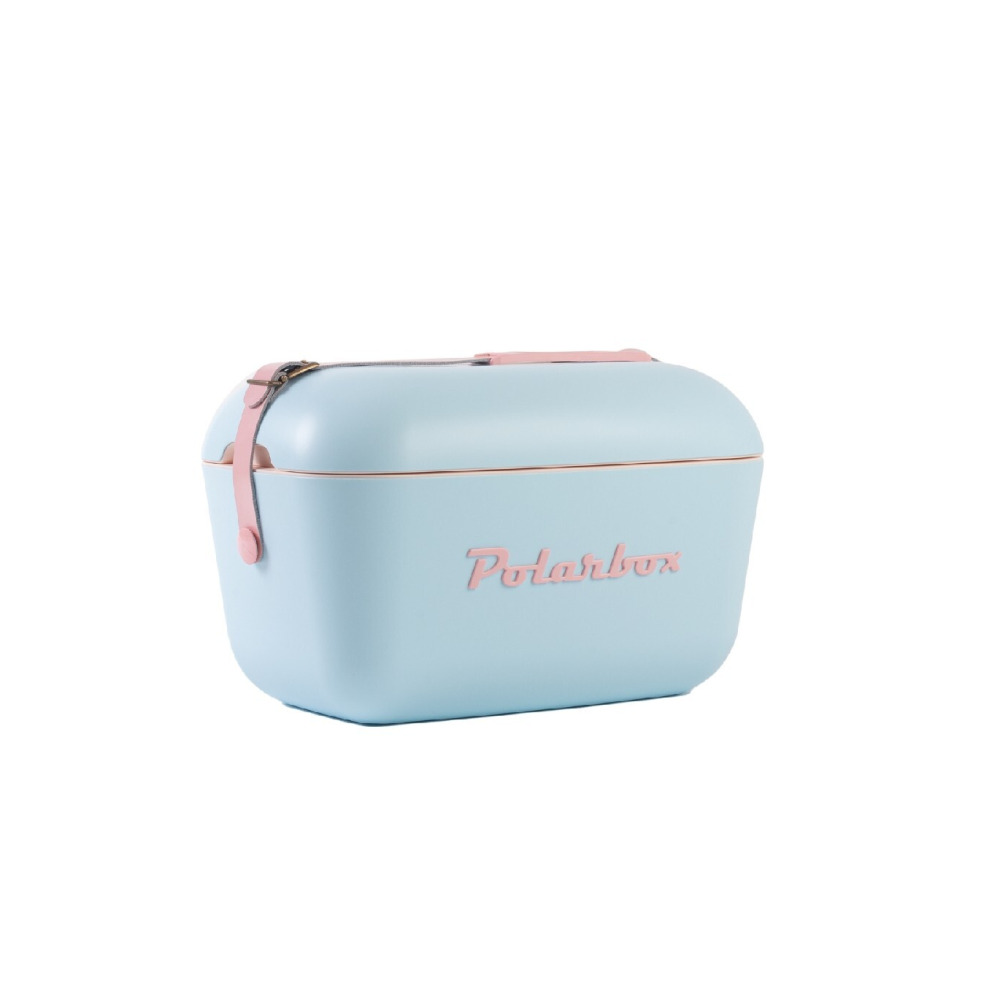 Polarbox 20L Classic Cooler Box with Leather Strap, Rigid Thermal Insulated Ice for Beach, Picnic Party, Nude\/Olive PB-9258,Blue - Baby Rose - 1