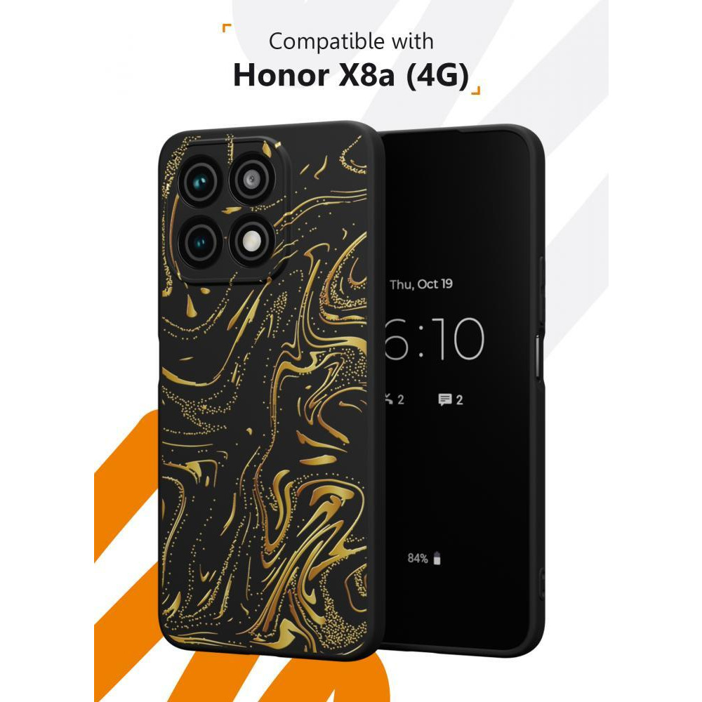 Soft Silicone Case Designed for Honor X8A (4G) [Drop Protection], Shockproof Protective Phone Case for Honor X8A (4G) with Golden streaks Pattern - 2