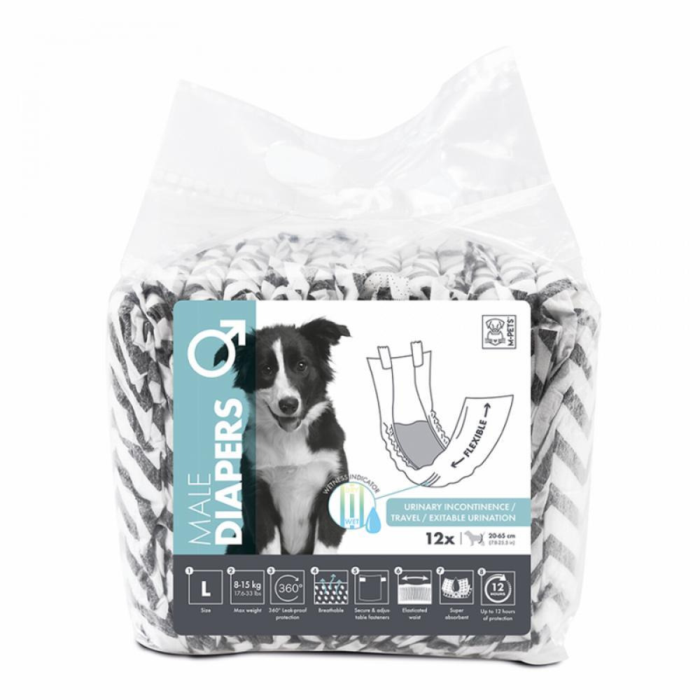 M-Pet Male Dog Diaper - 12pcs - L - 1