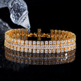 Sparkling White Cubic Zirconia Brazilian Gold Plated Bracelet - 3 miniature