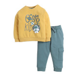Boys' 2-Piece, Printed Sweatshirt and Jogger (12-18 month), Mustard-Green - 1 miniature