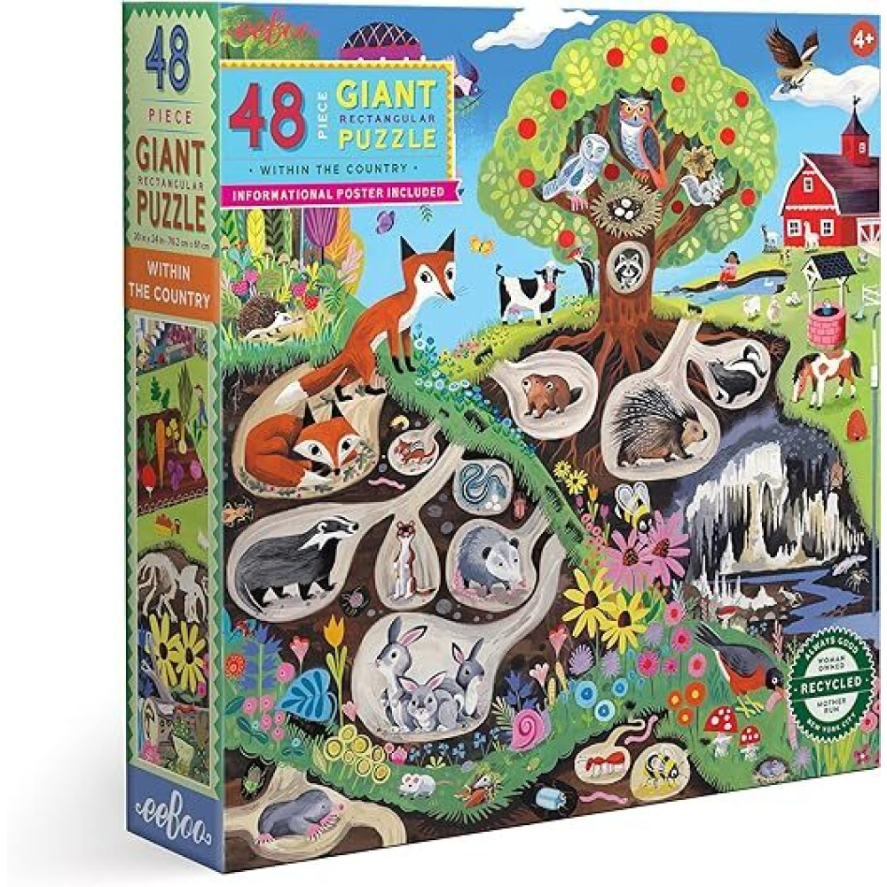 eeBoo Within The Country 48 Piece Giant Floor Jigsaw Puzzle,Multi,1 ea,PZWHCO - 1