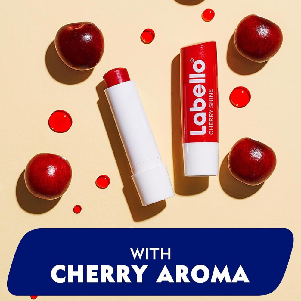 Labello Lip Balm, Moisturising Lip Care, Cherry Shine, 4.8 g - 4