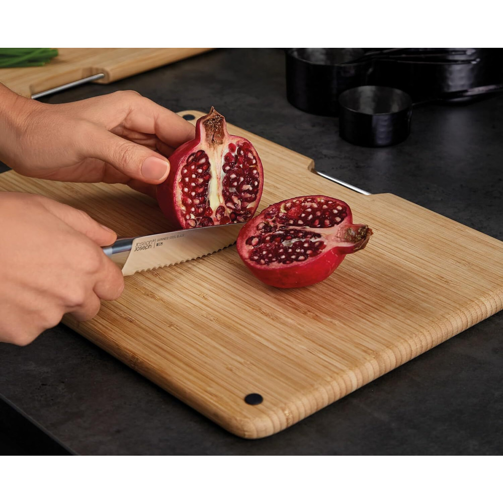 Joseph Joseph Folio Premium 3-Piece Chopping Board Set, Slimline Case for Organised Kitchen Storage, Large, Stainless Steel and Bamboo - 4